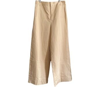 Frame cotton linen blend wide leg trousers